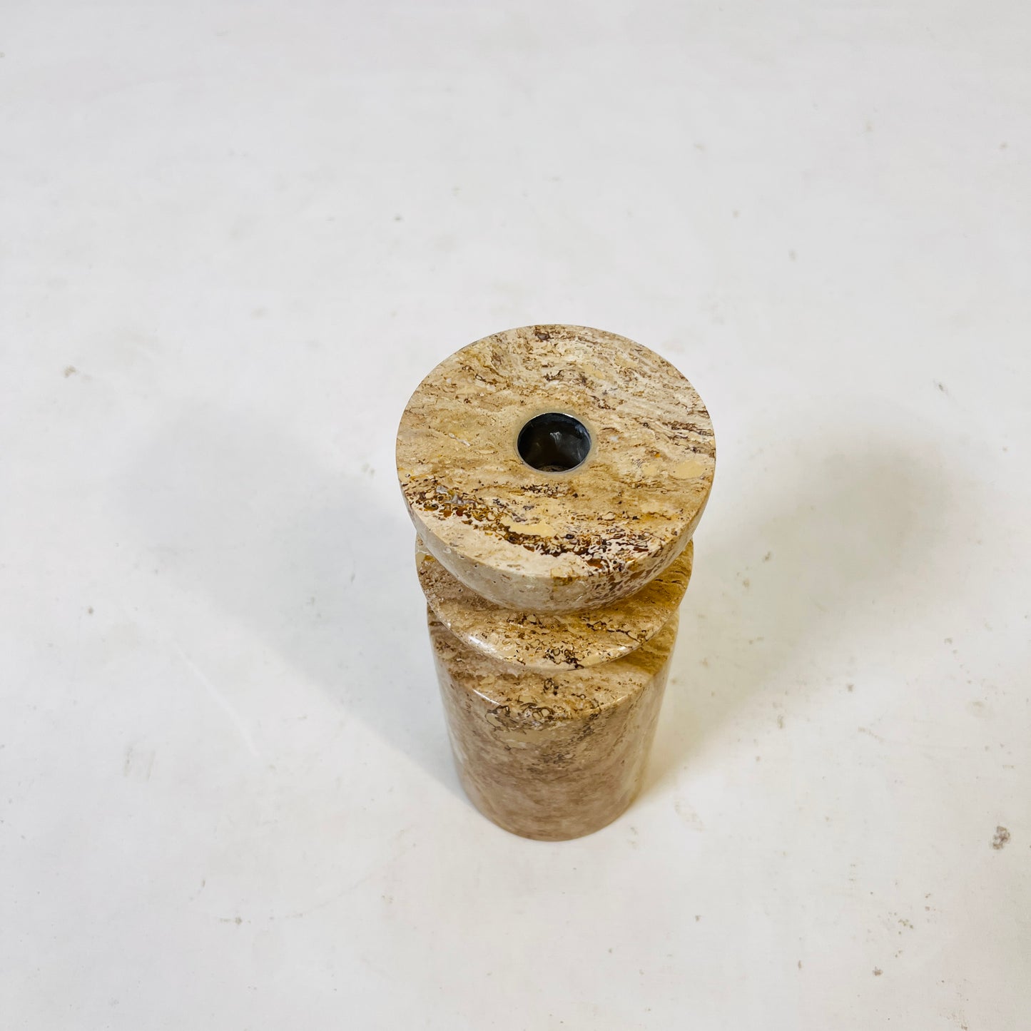 Collared Candle Stand - Travertine