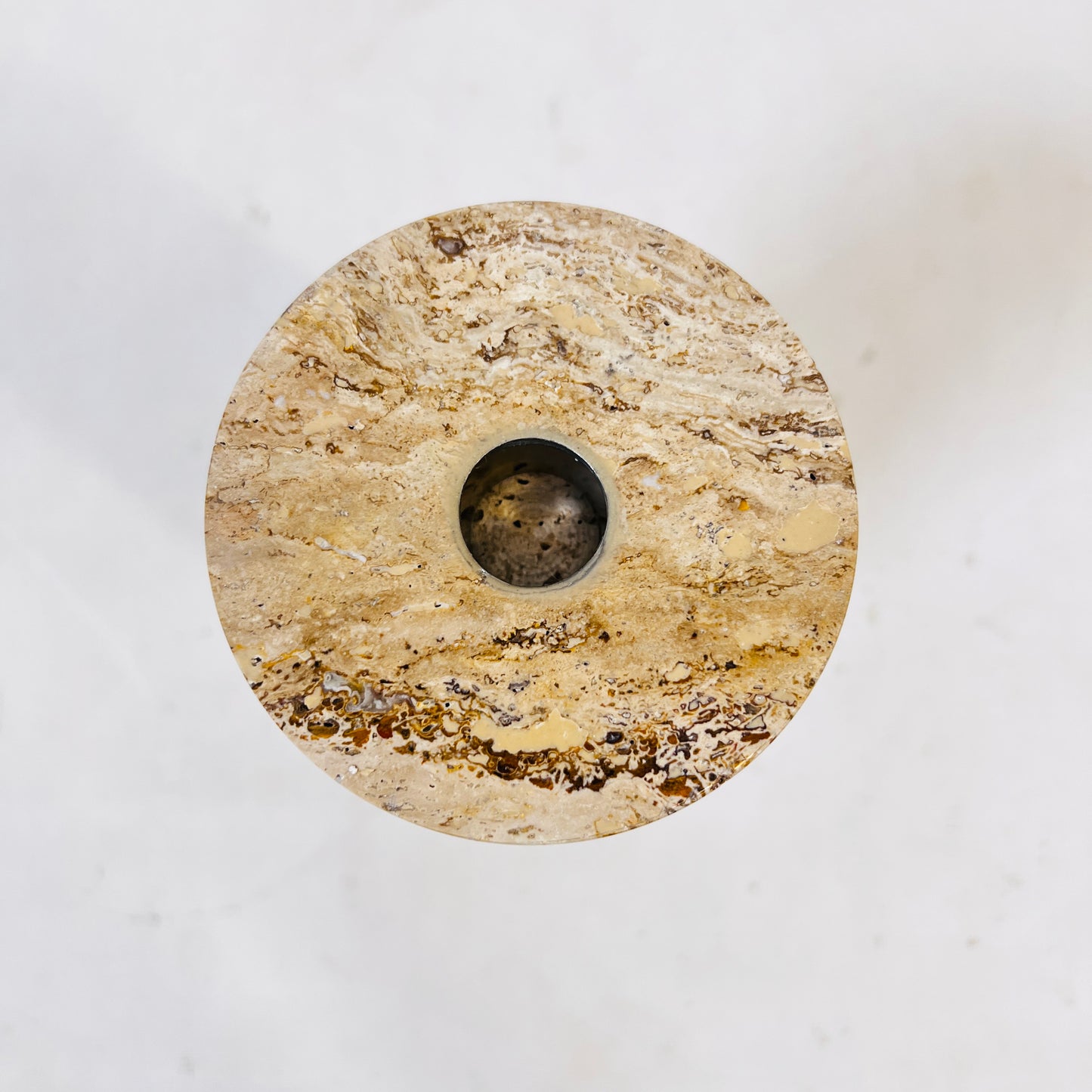 Collared Candle Stand - Travertine