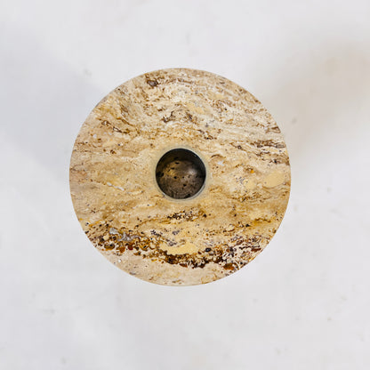 Collared Candle Stand - Travertine