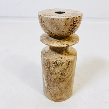 Collared Candle Stand - Travertine