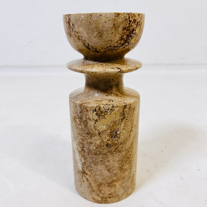 Collared Candle Stand - Travertine