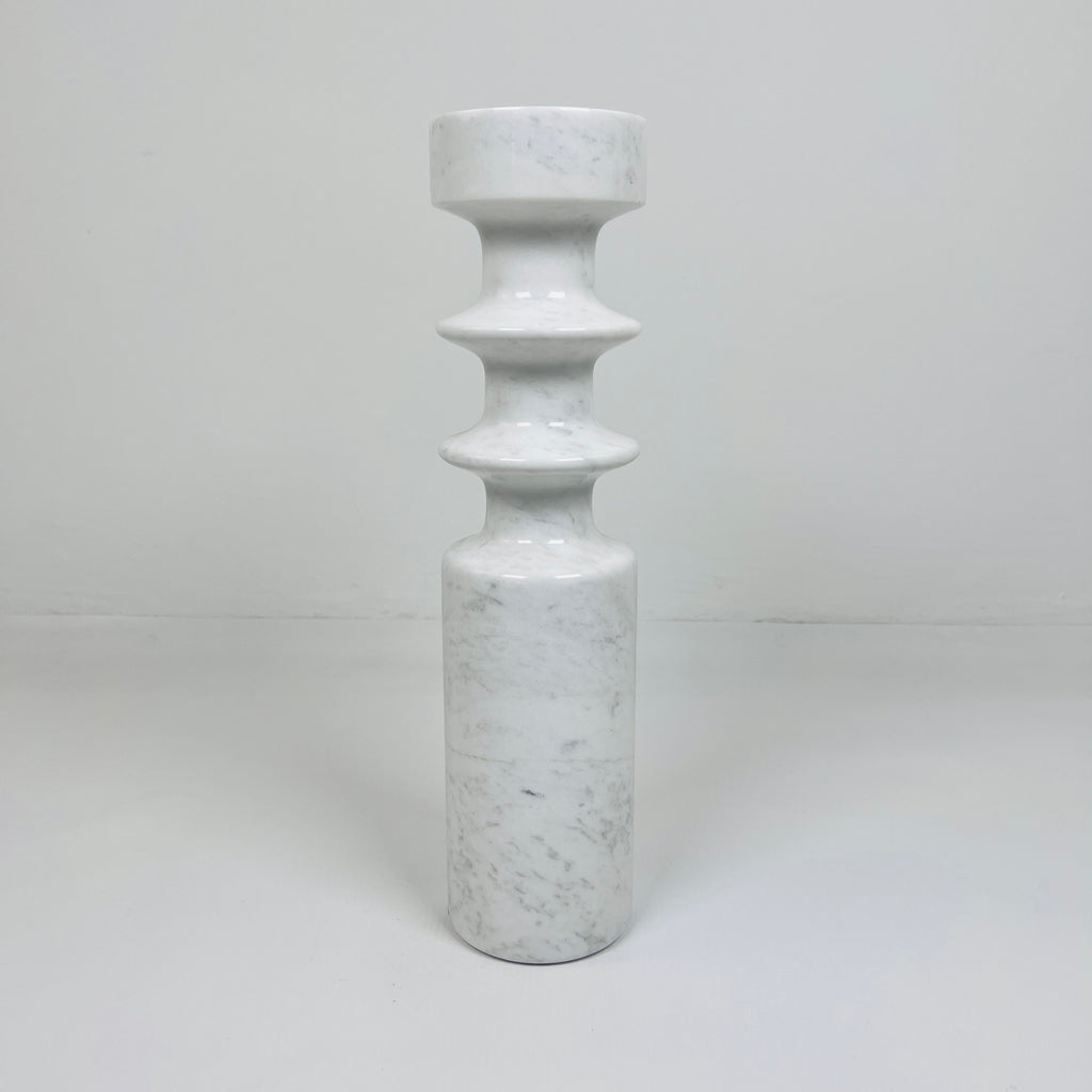 Bulged Disc Grey Marble Candle Stand