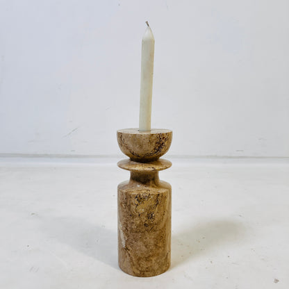 Collared Candle Stand - Travertine