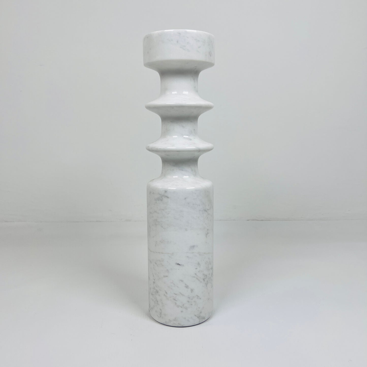 Dual Ringed Candle Stand - White & Gray
