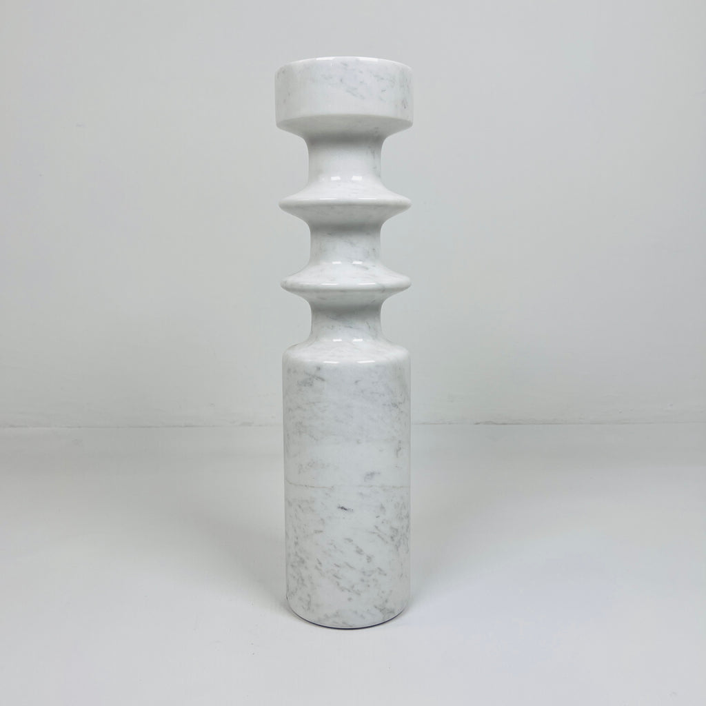 Bulged Disc Grey Marble Candle Stand