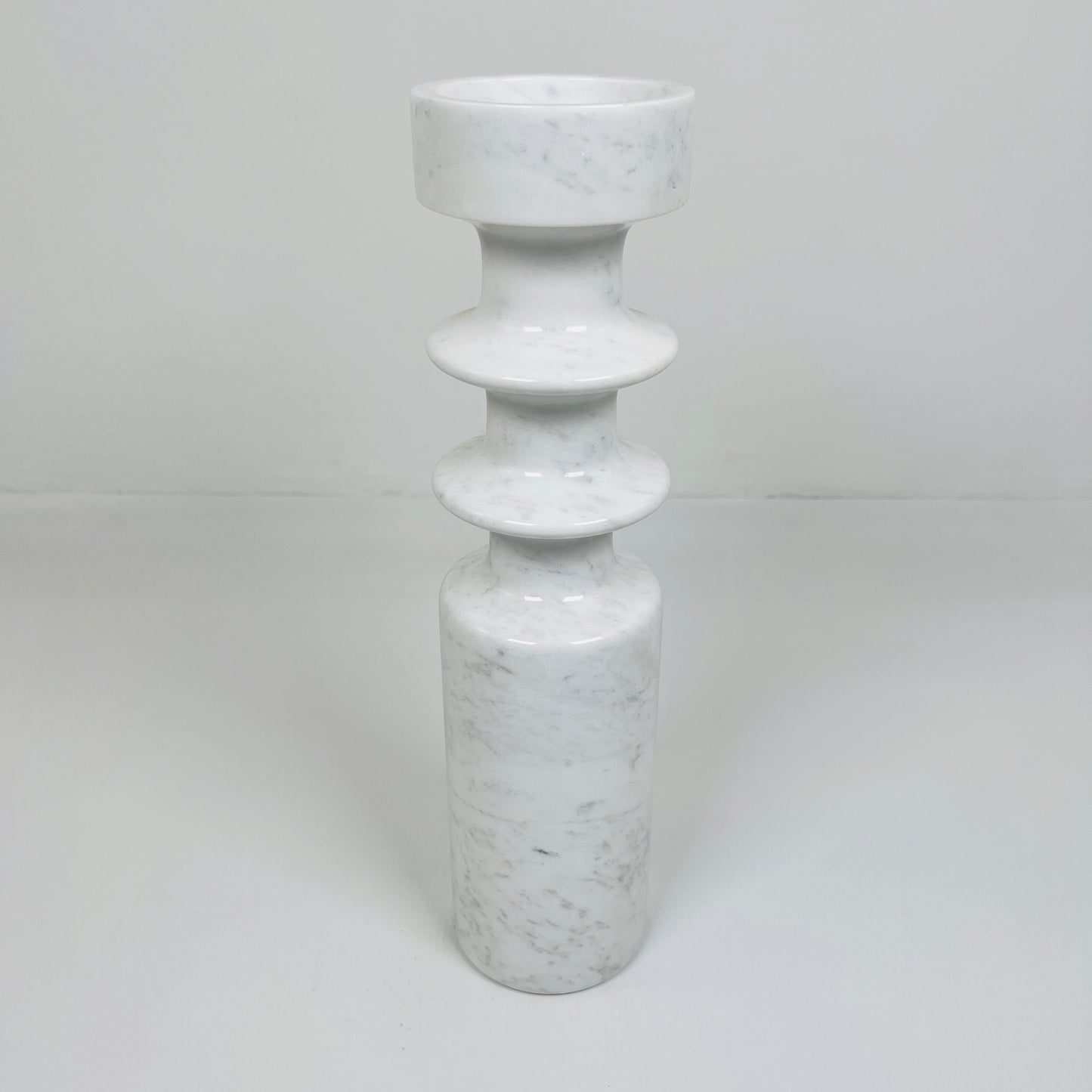 Dual Ringed Candle Stand - White & Gray