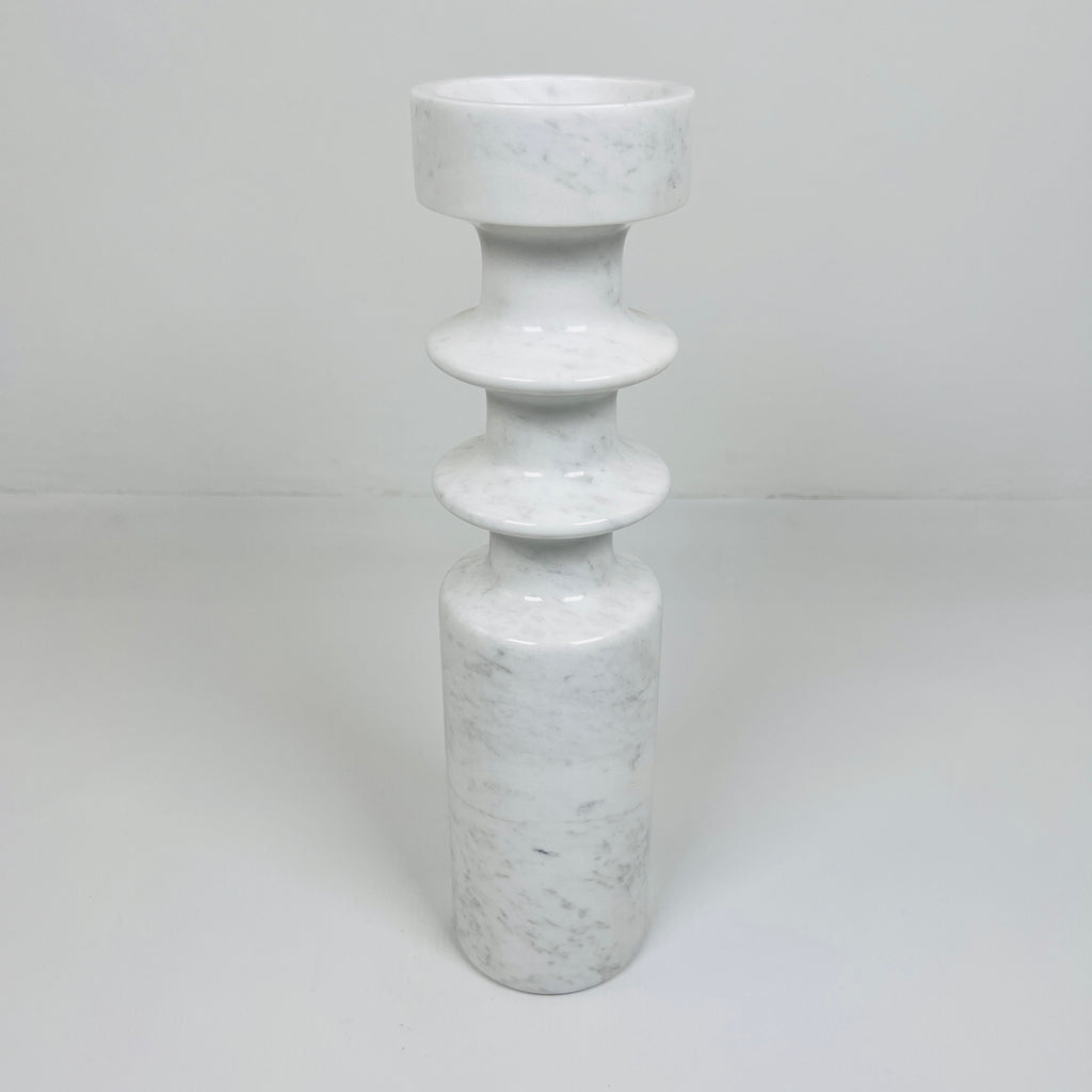 Bulged Disc Grey Marble Candle Stand