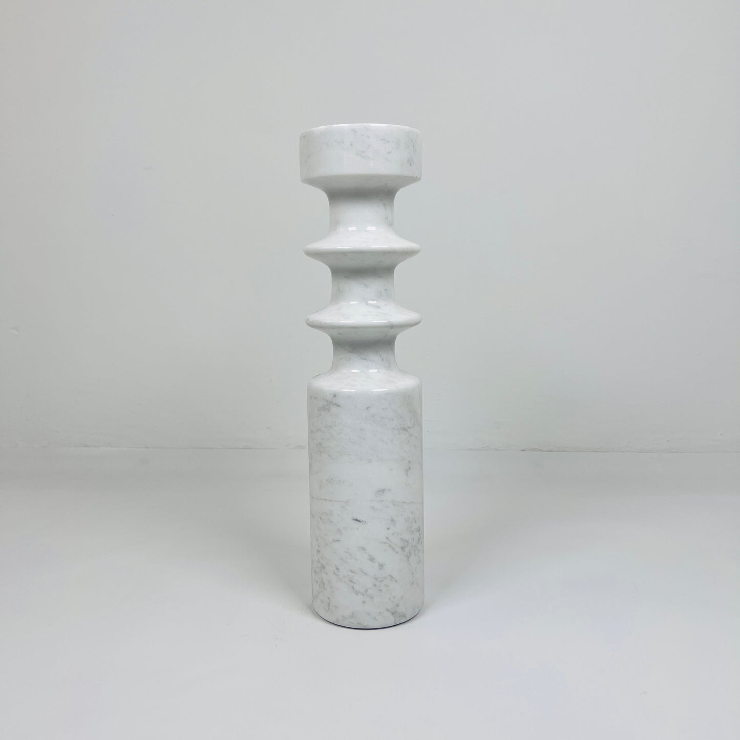 Dual Ringed Candle Stand - White & Gray