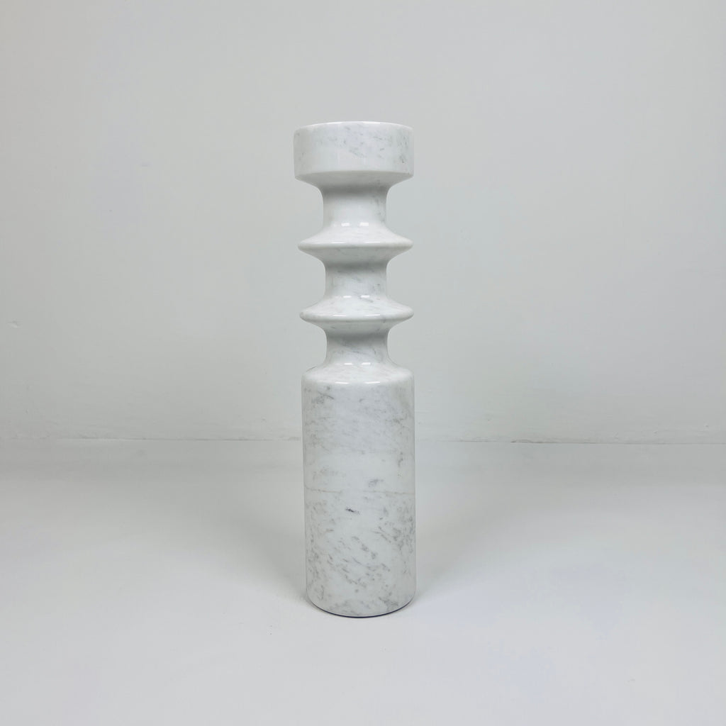 Bulged Disc Grey Marble Candle Stand