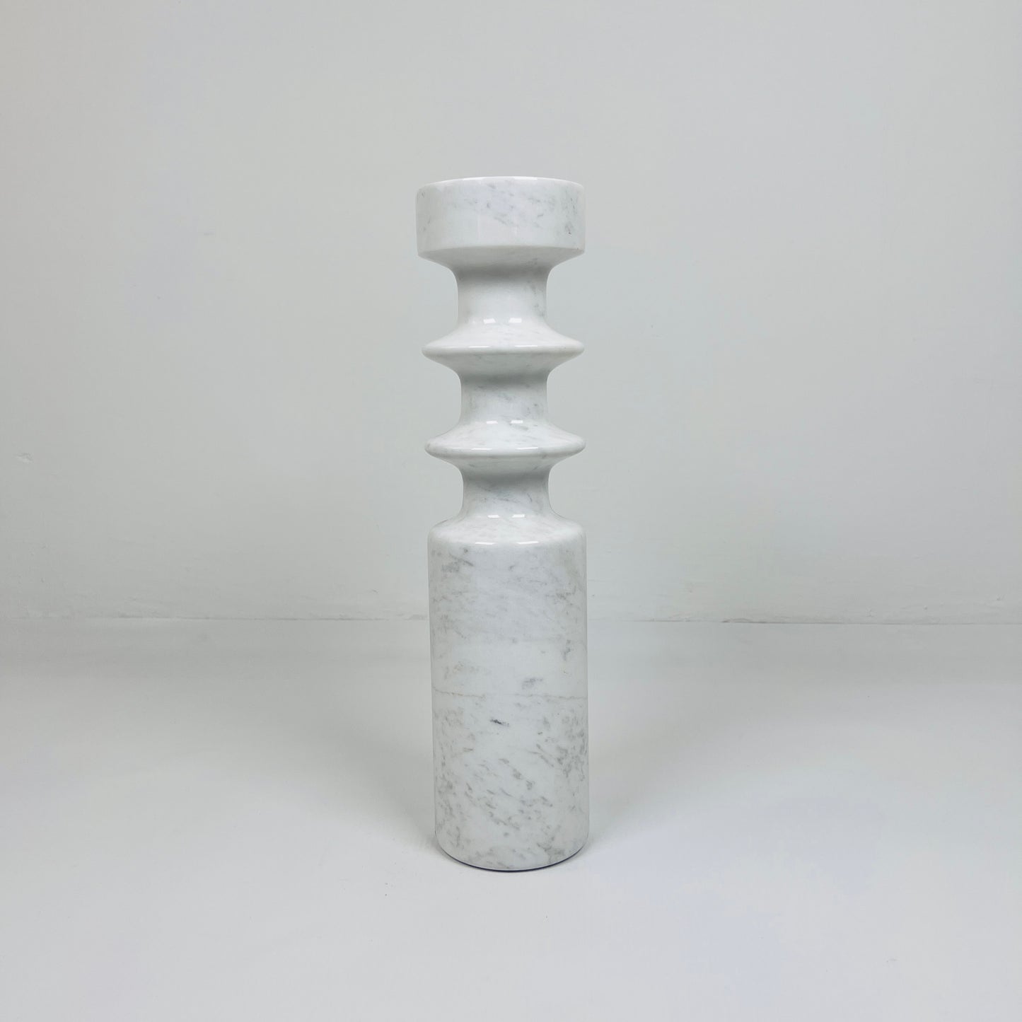 Dual Ringed Candle Stand - White & Gray