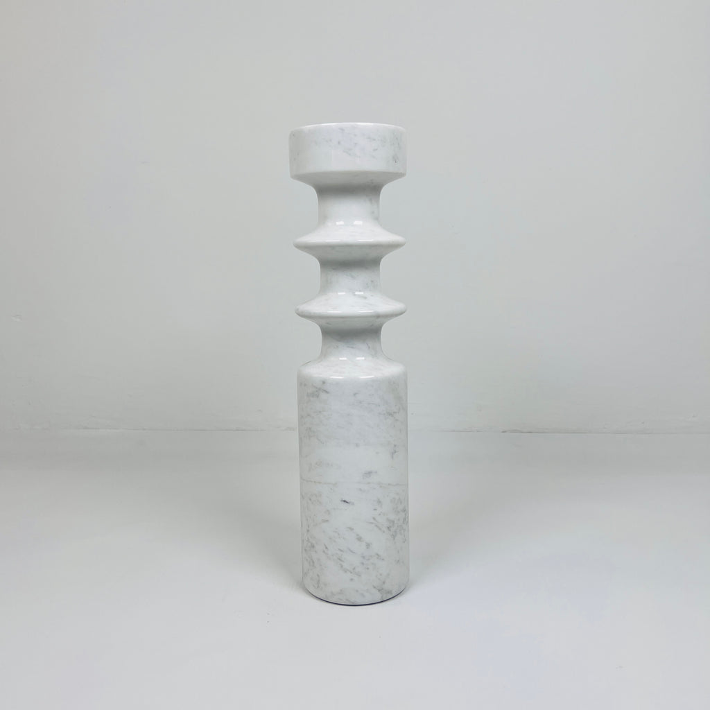 Bulged Disc Grey Marble Candle Stand