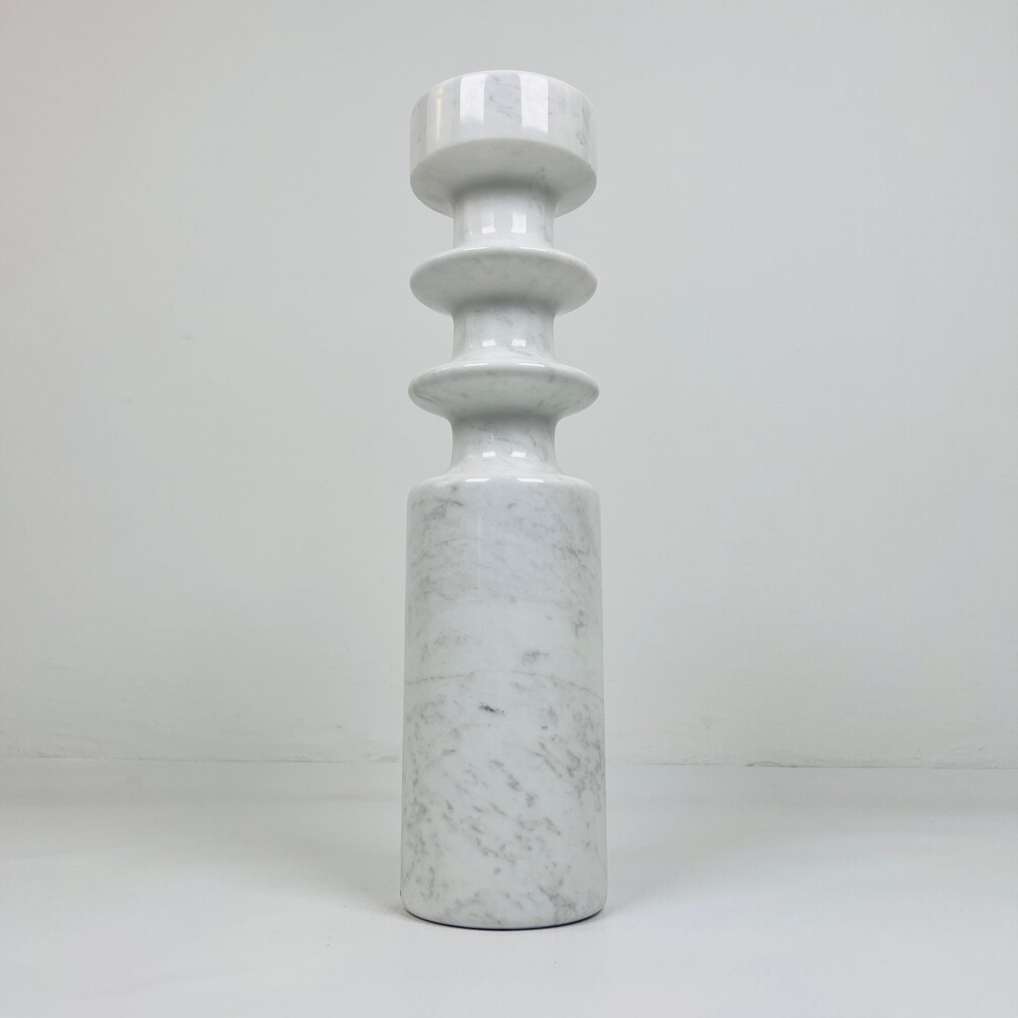 Dual Ringed Candle Stand - White & Gray