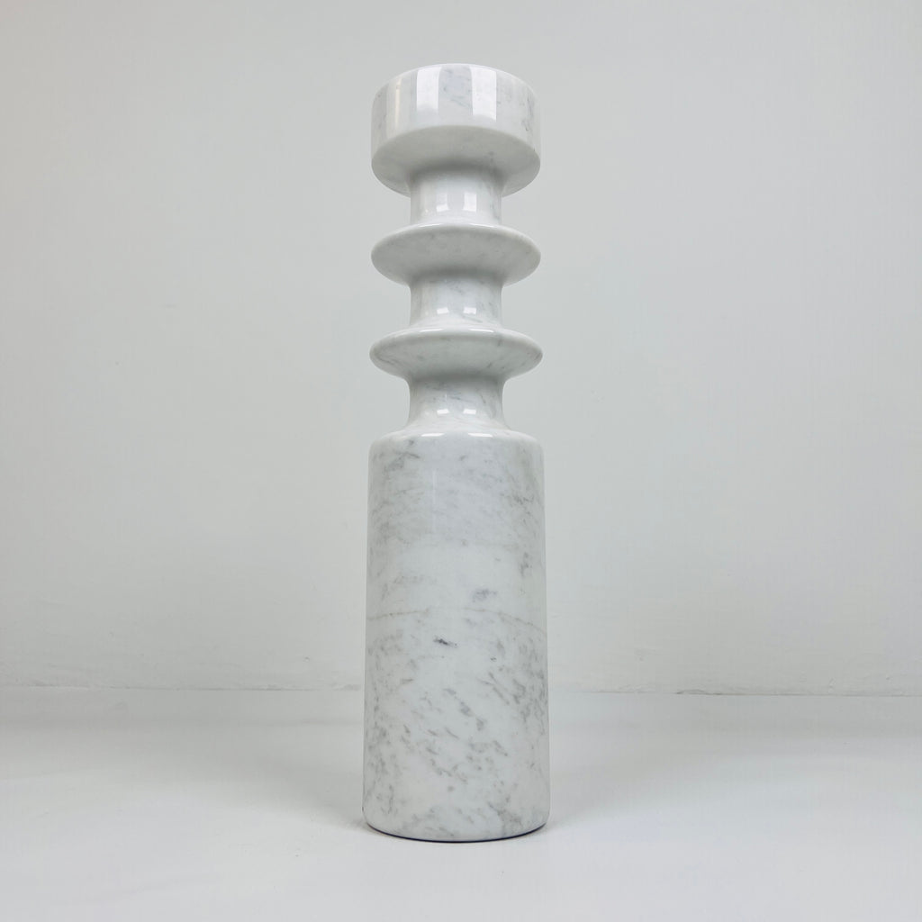 Bulged Disc Grey Marble Candle Stand