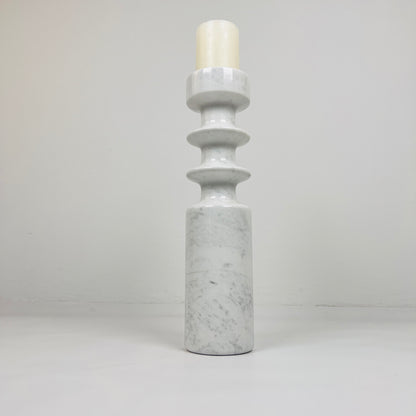 Dual Ringed Candle Stand - White & Gray