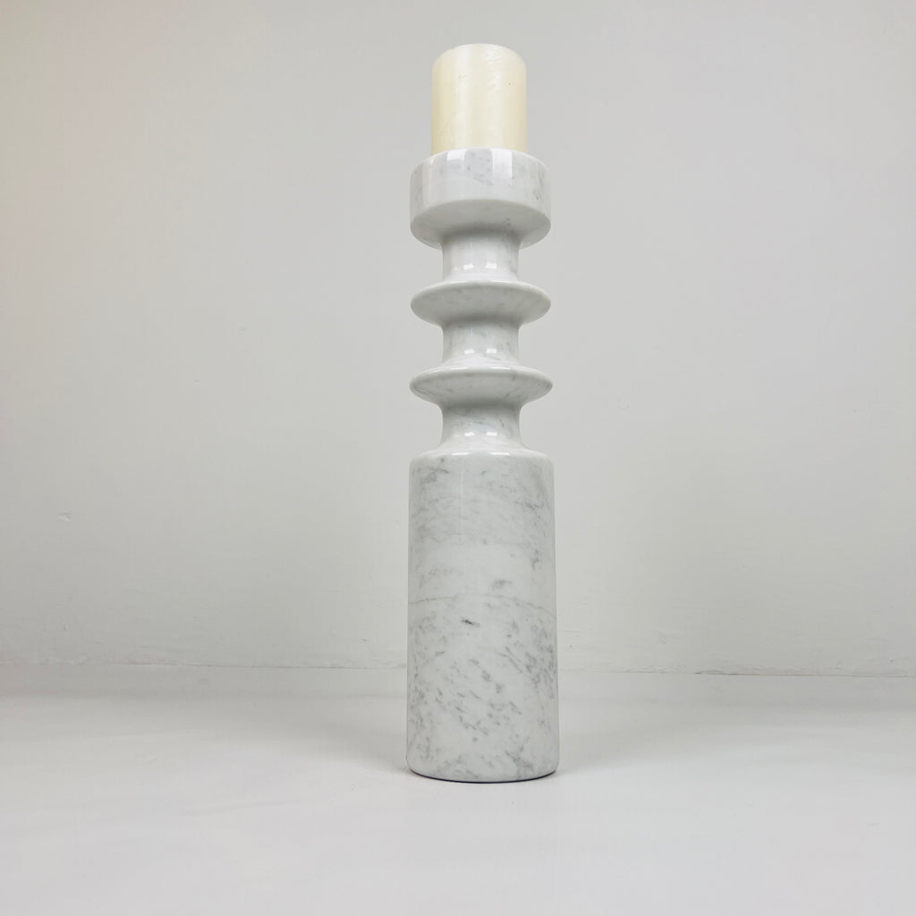 Bulged Disc Grey Marble Candle Stand