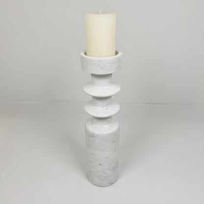 Dual Ringed Candle Stand - White & Gray