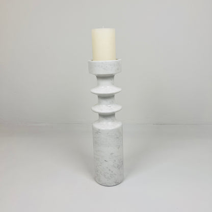 Dual Ringed Candle Stand - White & Gray