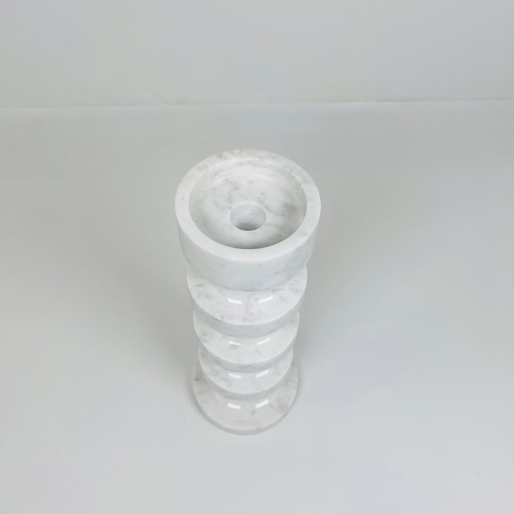 Stacked Disc Grey Marble Candle Stand (Medium)