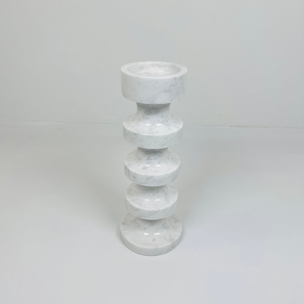 Stacked Disc Grey Marble Candle Stand (Medium)