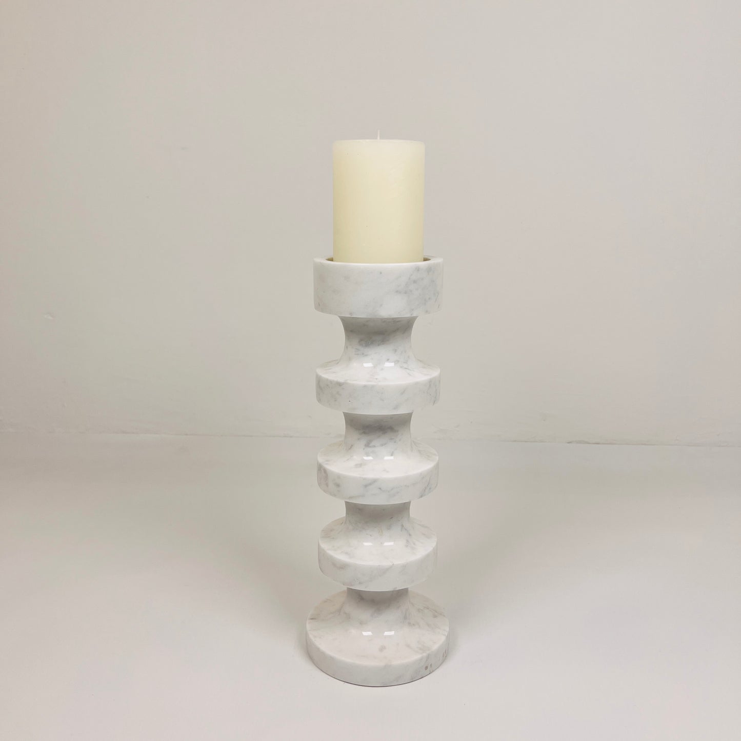 Accordian Candle Stand - Gray & White