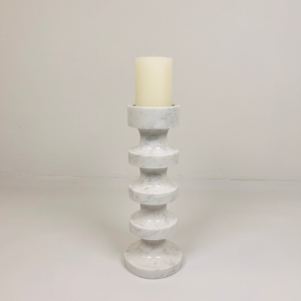 Stacked Disc Grey Marble Candle Stand (Medium)