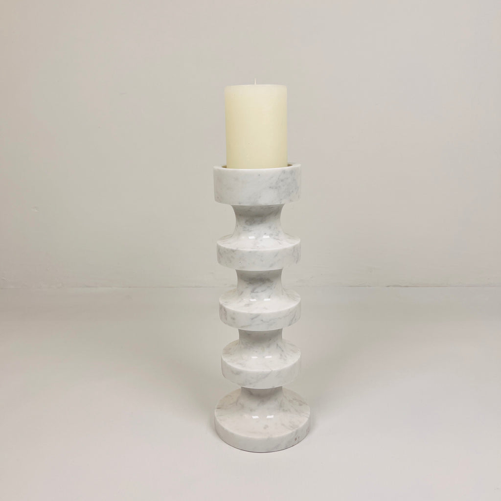 Stacked Disc Grey Marble Candle Stand (Medium)