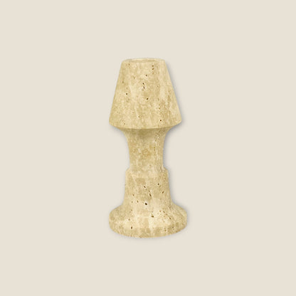 Frustum Capped Candle Stand - Travertine