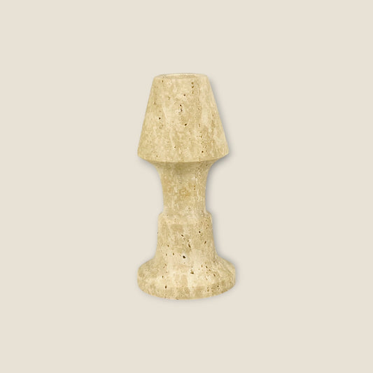 Frustum Capped Candle Stand - Travertine