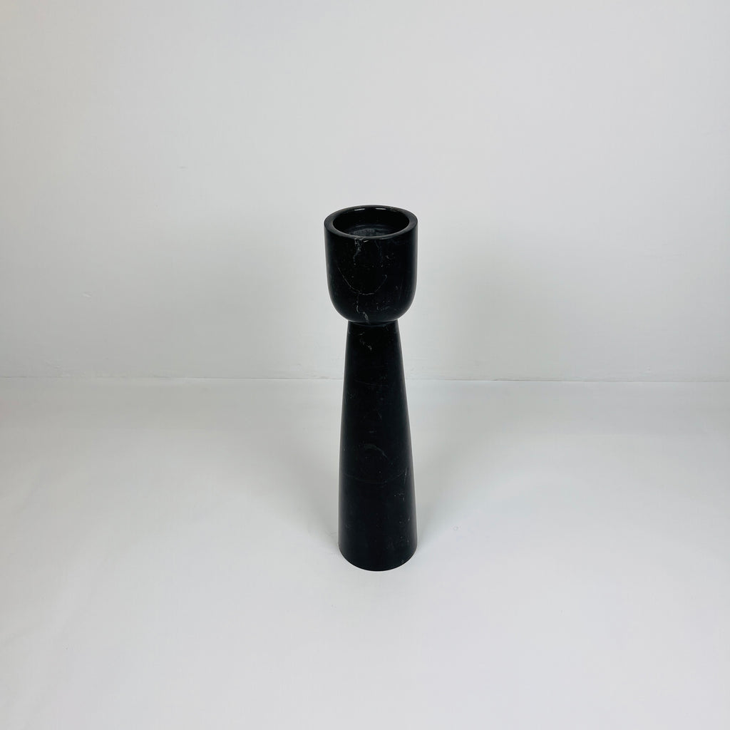 Cup Topped Black Marble Candle Stand (Medium)