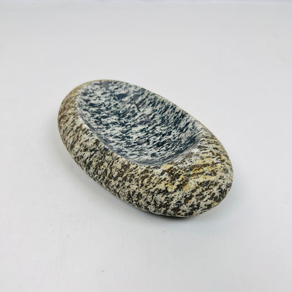 Grey White Splotched Soap Dish - Riverstone