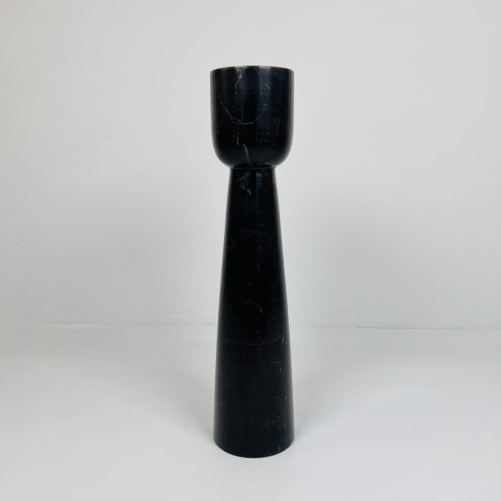 Cup Topped Black Marble Candle Stand (Medium)