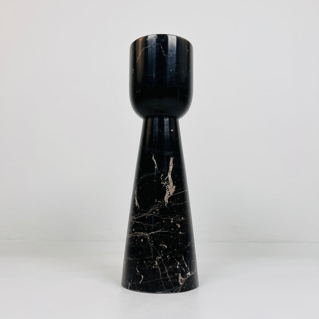 Cup Topped Black Marble Candle Stand (Small)