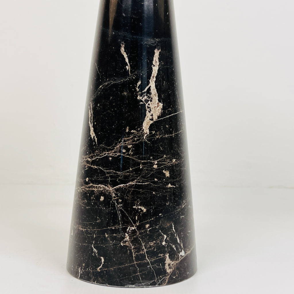 Cup Topped Black Marble Candle Stand (Small)