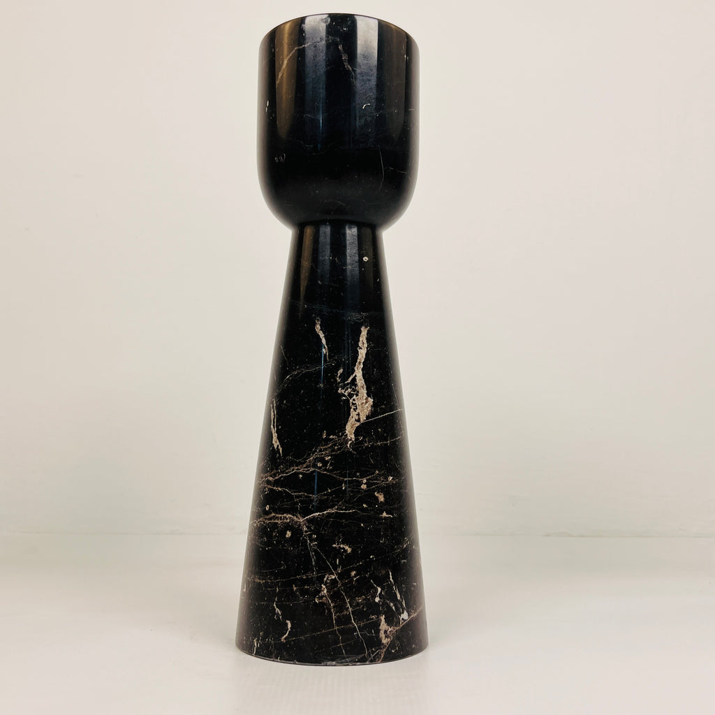 Cup Topped Black Marble Candle Stand (Small)