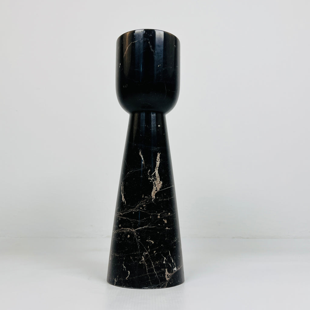 Cup Topped Black Marble Candle Stand (Small)