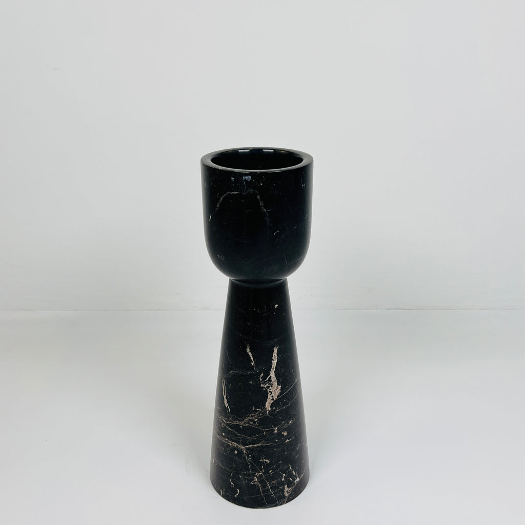 Cup Topped Black Marble Candle Stand (Small)