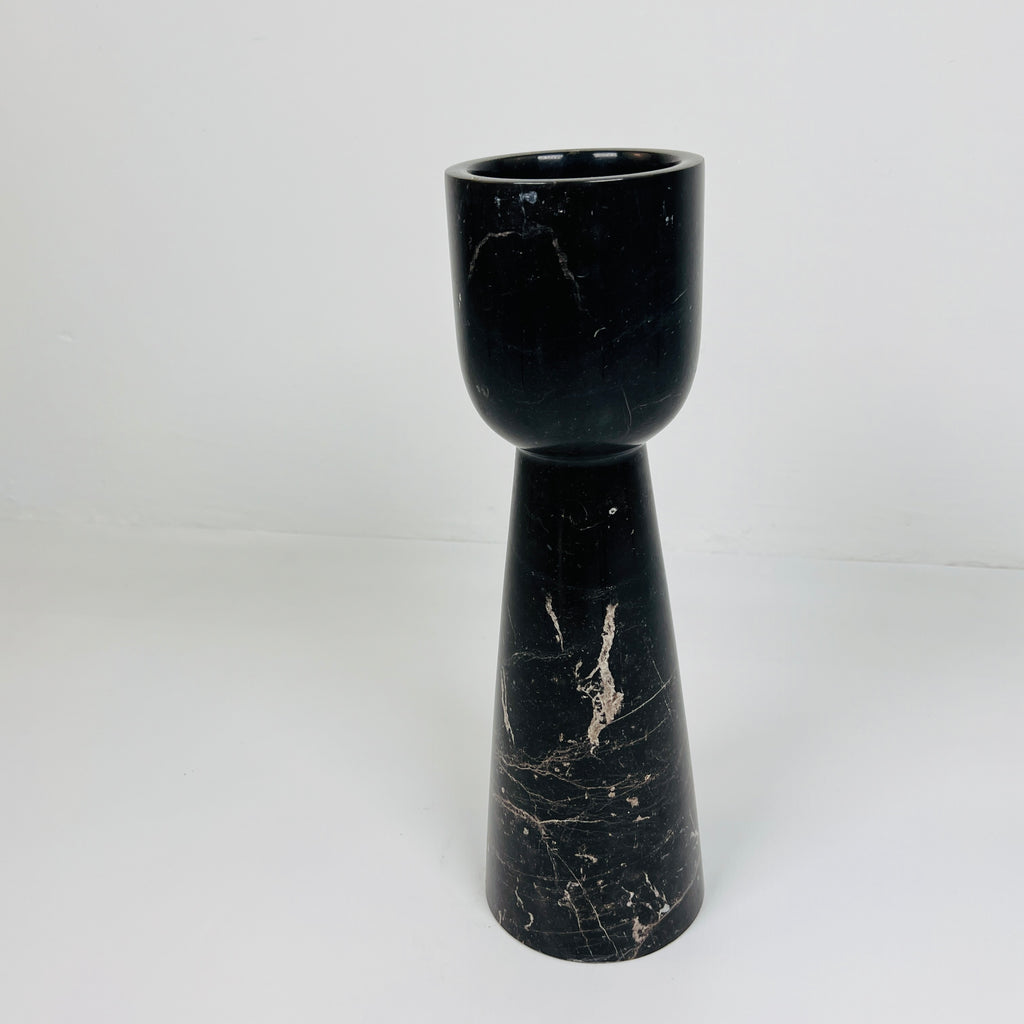 Cup Topped Black Marble Candle Stand (Small)