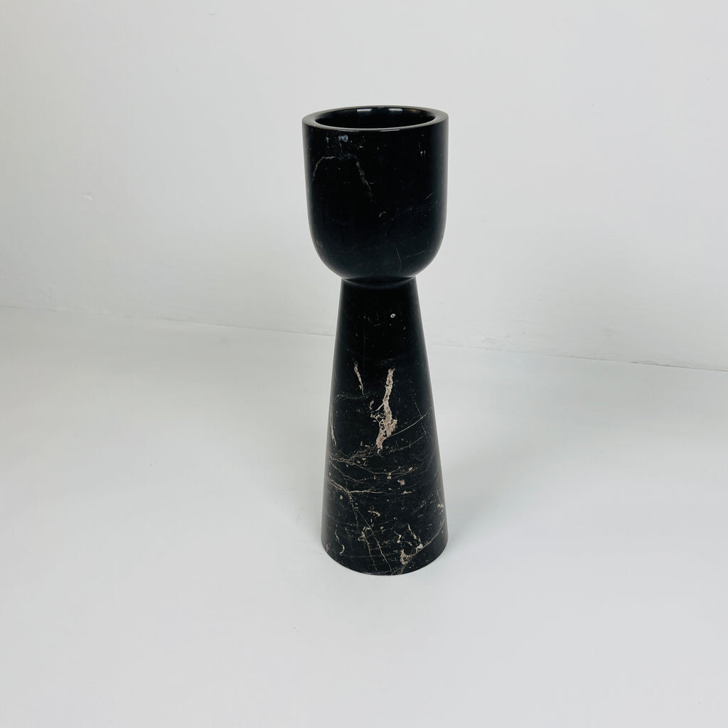 Cup Topped Black Marble Candle Stand (Small)