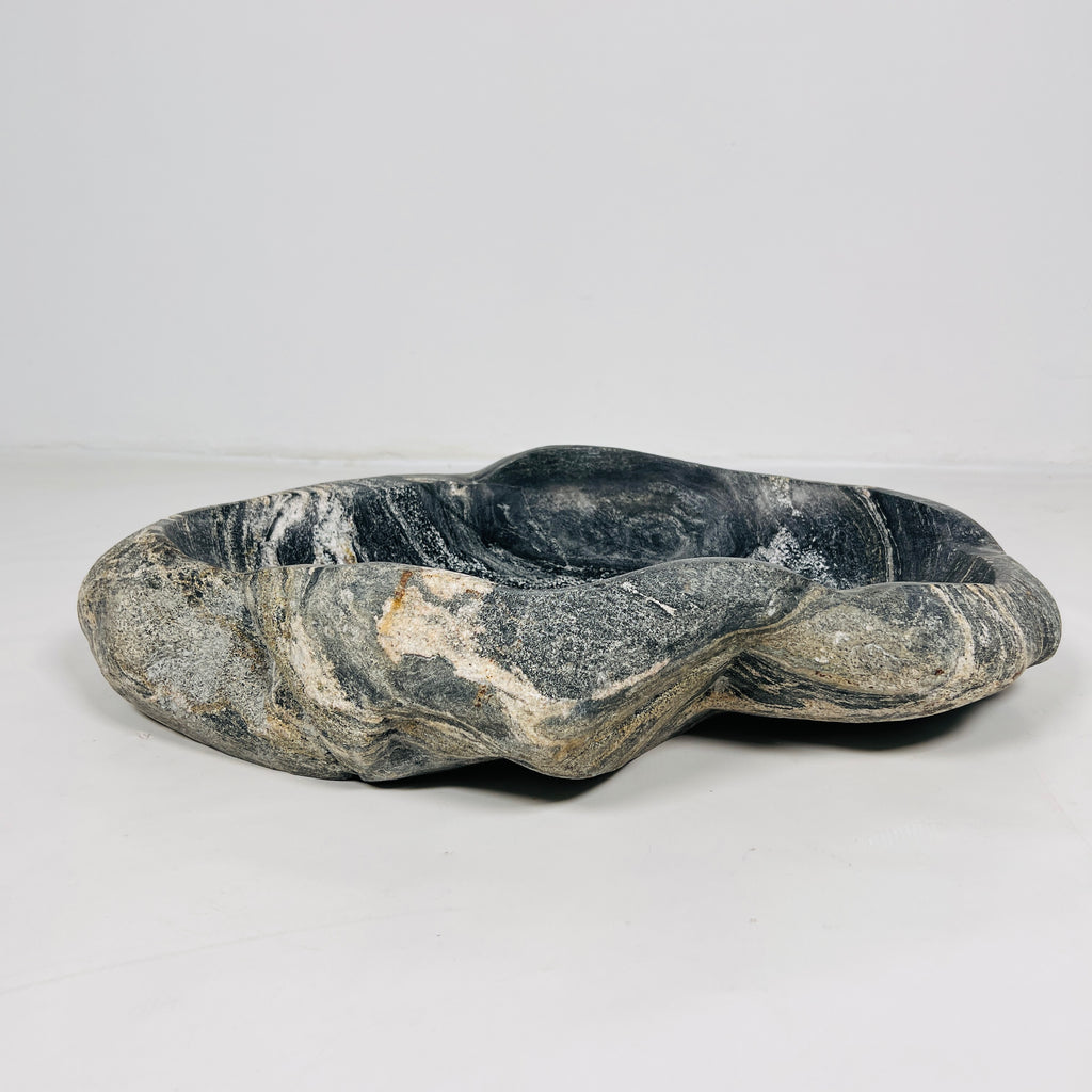 Yellow-Streaked Glazed Riverstone Sink