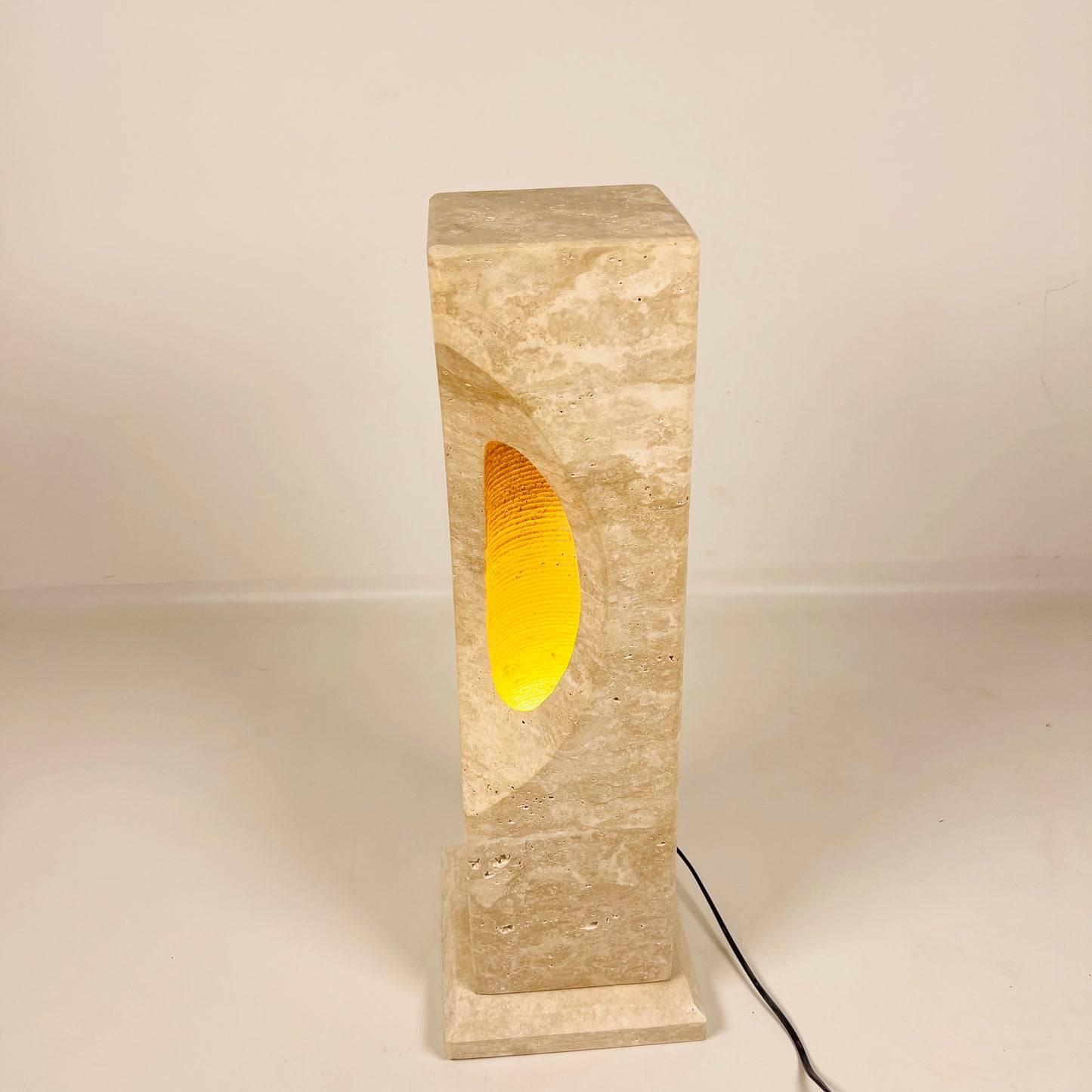 Hollowed Crescent Lamp - Travertine