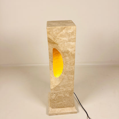 Hollowed Crescent Lamp - Travertine