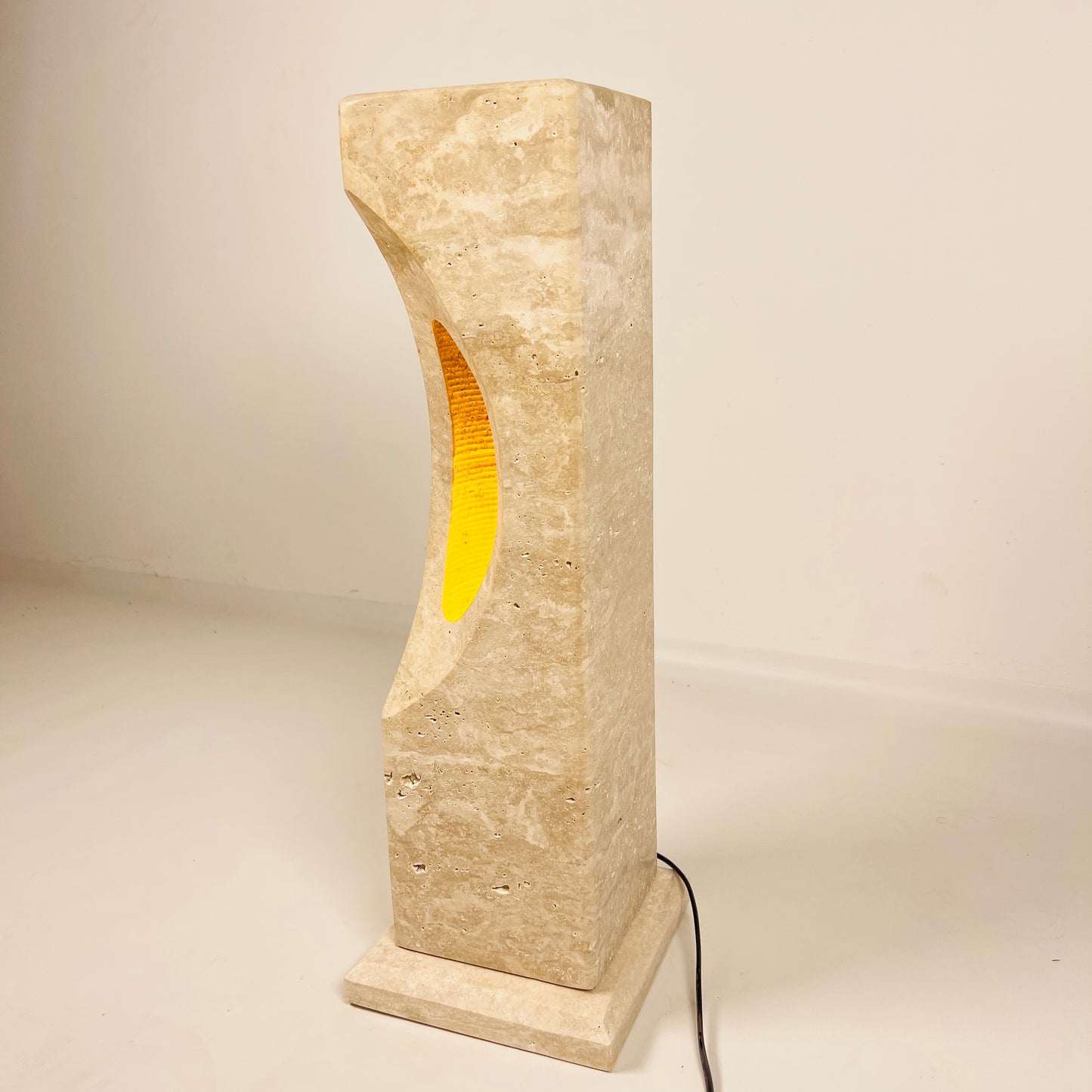 Hollowed Crescent Lamp - Travertine