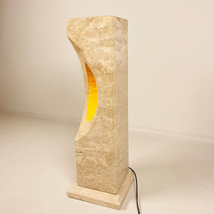 Hollowed Crescent Lamp - Travertine