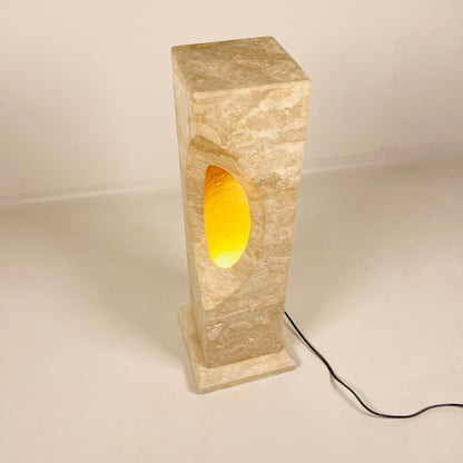 Hollowed Crescent Lamp - Travertine
