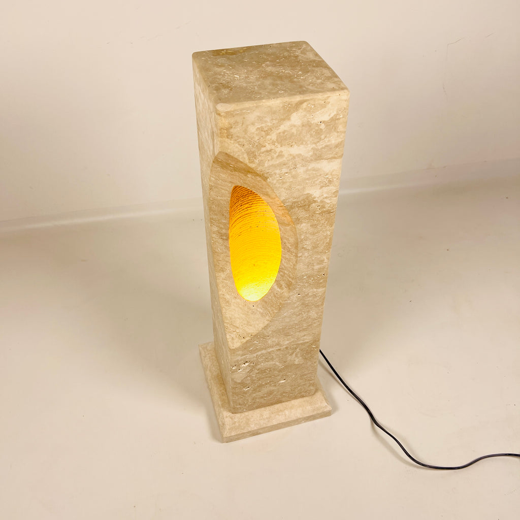 Crescent Travertine Lamp