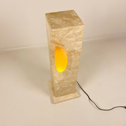Hollowed Crescent Lamp - Travertine