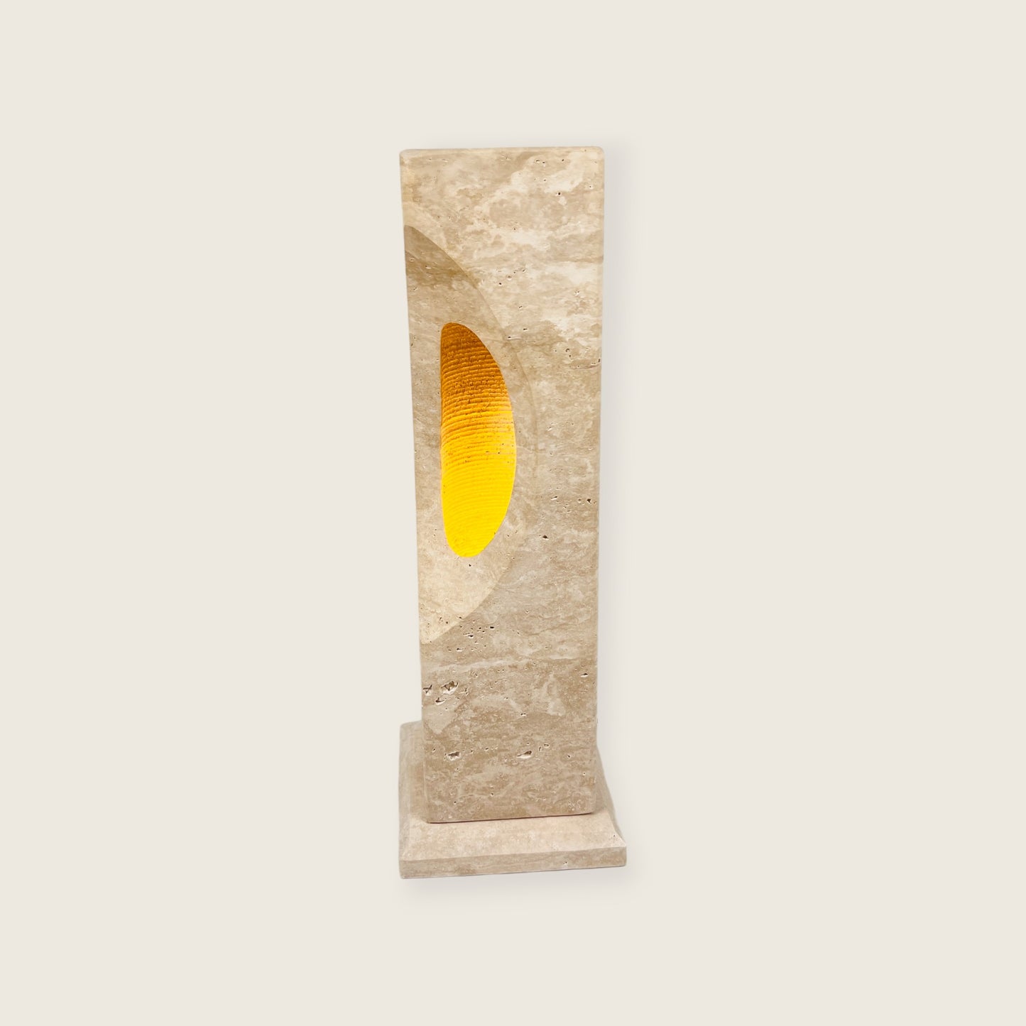 Hollowed Crescent Lamp - Travertine