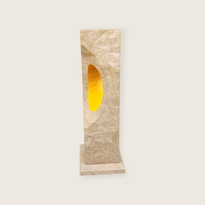 Hollowed Crescent Lamp - Travertine