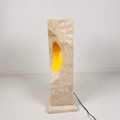 Hollowed Crescent Lamp - Travertine
