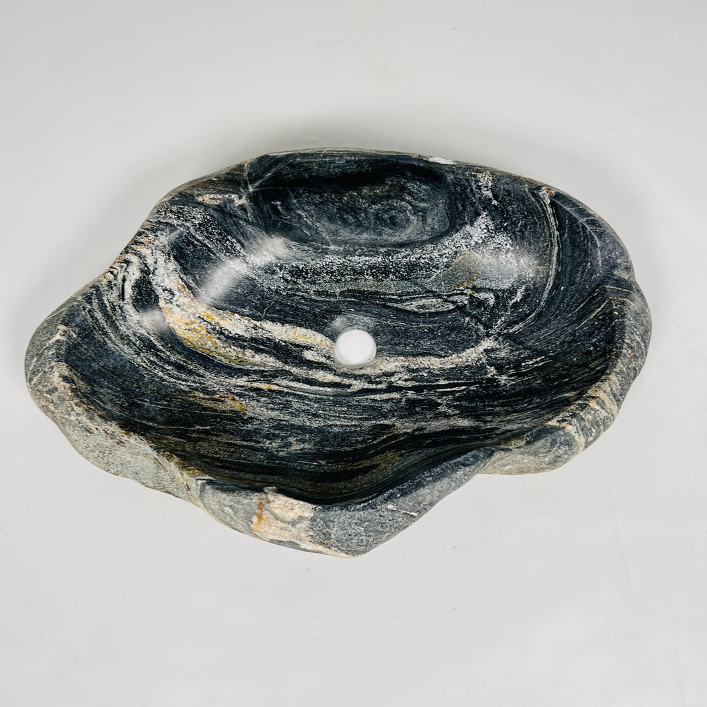 Yellow-Streaked Glazed Riverstone Sink